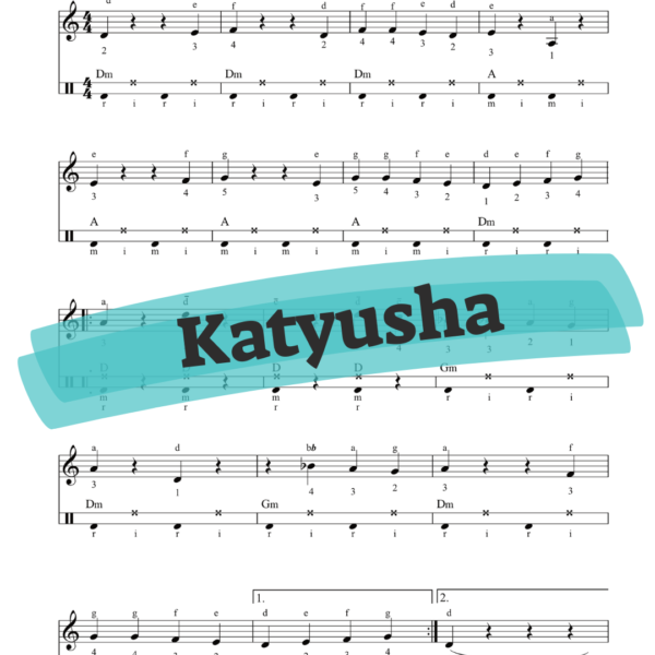 Katyusha super easy notation sheet assi rose methods - kleyzmer gypsy european east balkan russian gypsy music how to play learn chords bass lines on accordion