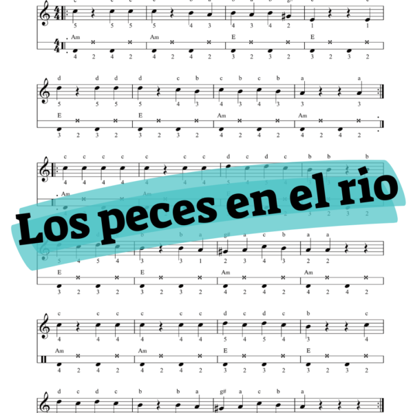 Gypsy Accordion Method chords notations sheet music tutorial how to play This is a latin traditional composition called 'Los peces en el rio' , the translation is: "The fish in the river". This is a Christmas carol song by an unknown author that has been widely distributed in Spain , the country where it originated, and all over Latin America. It has been covered by Spanish singers, such as Manolo Escobar , and from outside Spain, such as the Mexican trio Pandora .